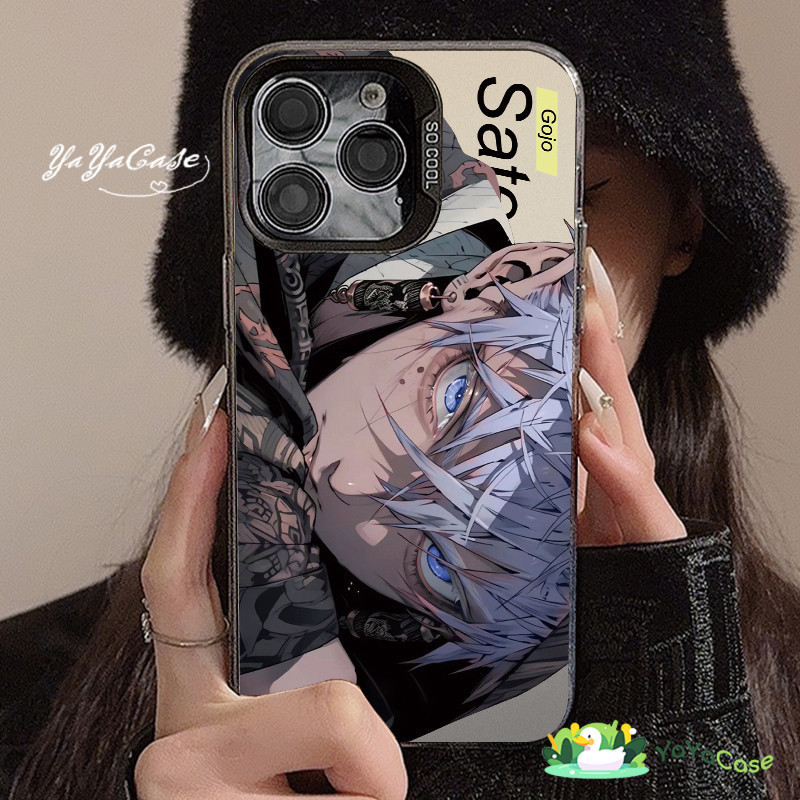 🦢สำหรับ iPhone11 13 Cool Case For เคสไอโฟน14 15 12 Pro Max X XR XS MAX 7 8 Plus Magic Gojo Satoru สไตล์ขั้นสูงสีเงินเคส