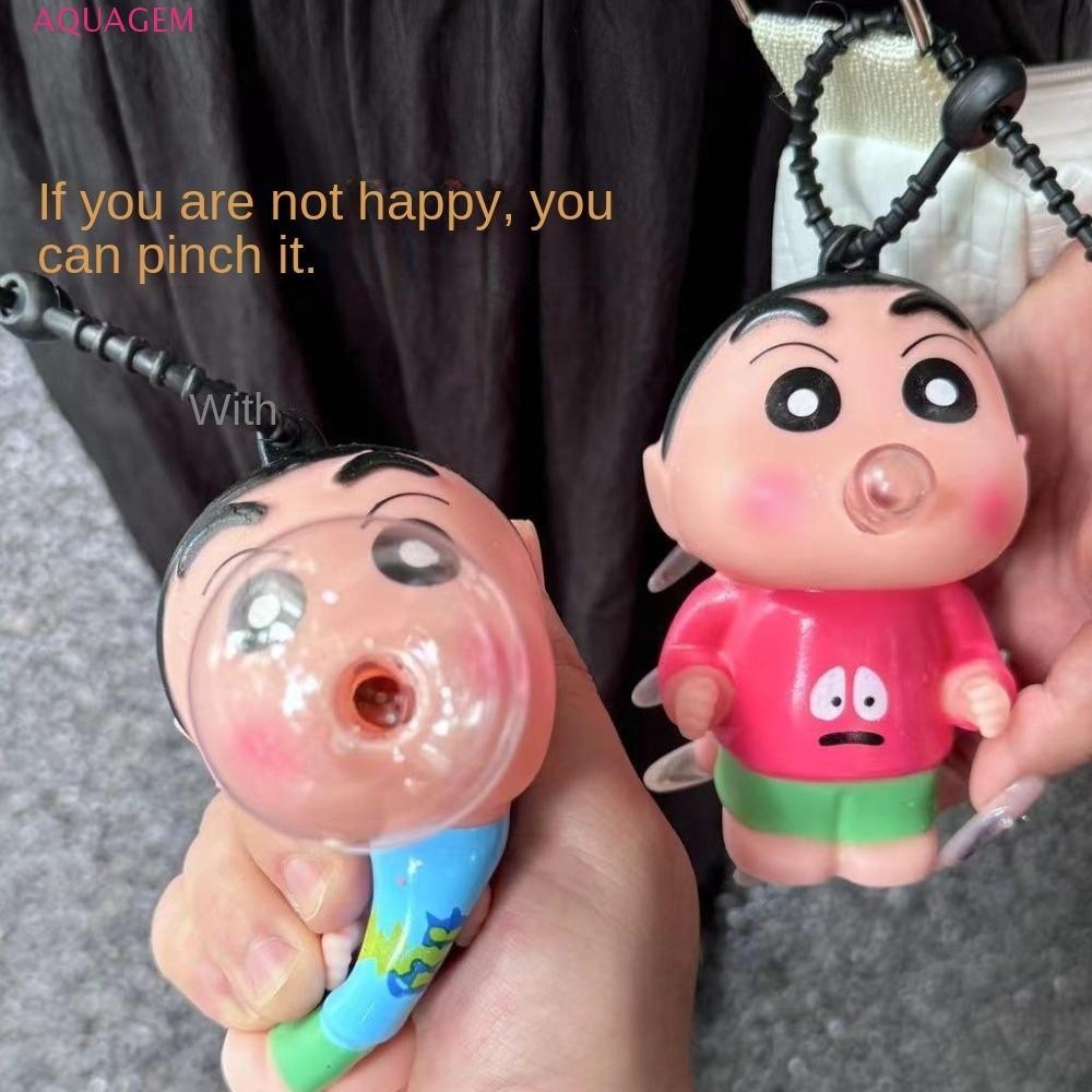 Aquagem Crayon Shin-chan ของเล่นบีบ, Spit Bubble Super Soft Shin-chan จี้, Creative Non Stick เครื่องประดับอะนิเมะช้า Rebound Vent ของเล่นพนักงานสํานักงาน