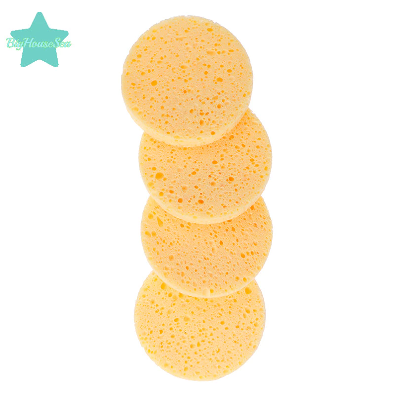 [BigHouseSea] 4 ชิ้น/เซ็ตที่มีประโยชน์ Soft Puff Face Makeup Remover ทําความสะอาดซักผ้าฟองน้ํา Pad ใหม่