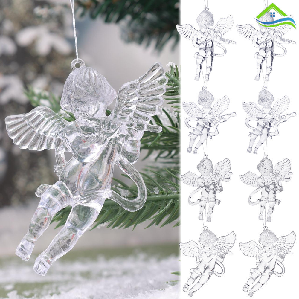 4/6 ชิ้น/แพ็คประณีต Little Angel จี้ต้นคริสต์มาสแขวน Props - โปร่งใส Mini ตุ๊กตาเครื่องประดับ Home Xmas Party Decor
