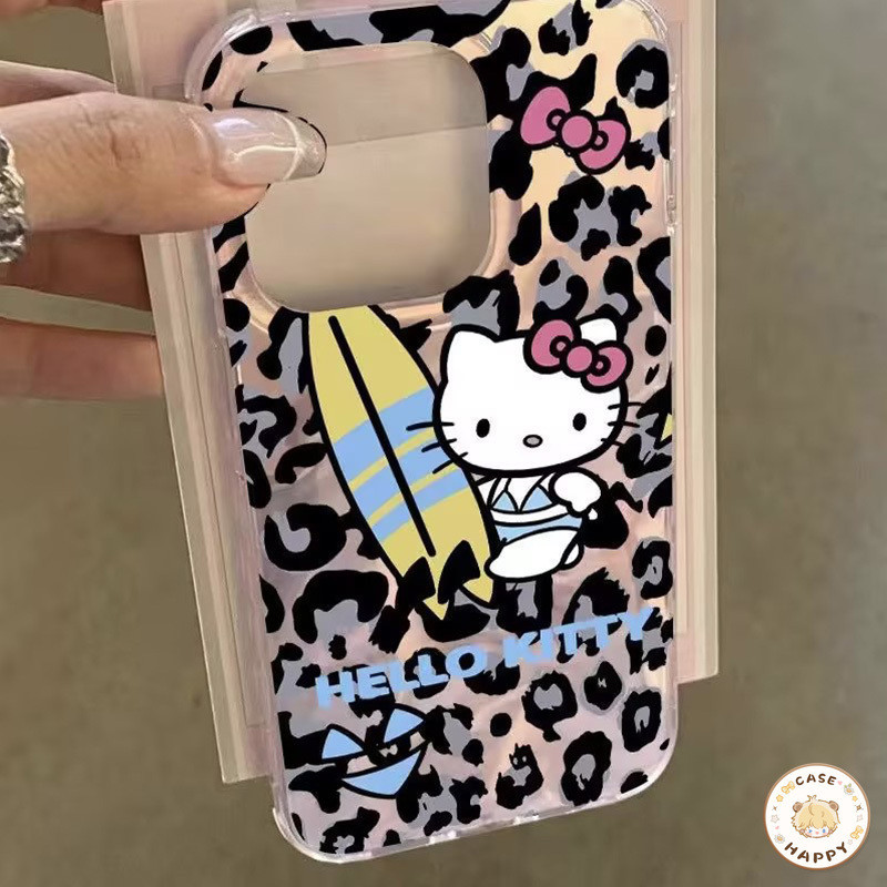 ฤดูร้อนว่ายน้ำการ์ตูนลายเสือดาวพิ Hellokitty ระลอกคลื่นความ เคสไอโฟน 11 15 12 13 14 Pro Max 8 7 Plus X XR XS Max SE 2022