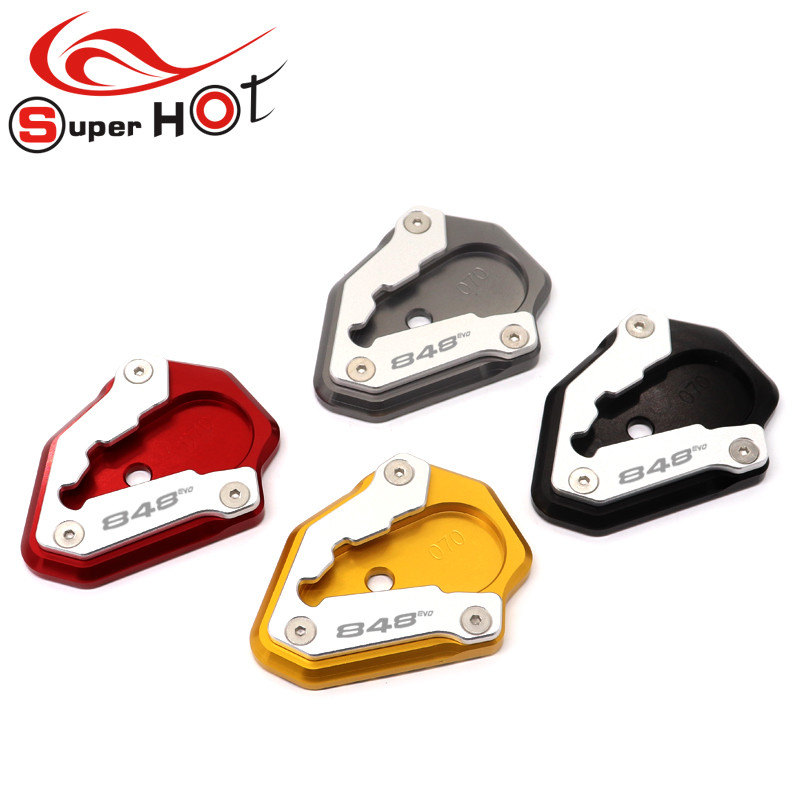 YสำหรับDUCATI 848EVO 848 EVO 1098 1198อุปกรณ์เสริมรถจักรยานยนต์Kickstandแผ่นขาตั้งขยายExtension Pad