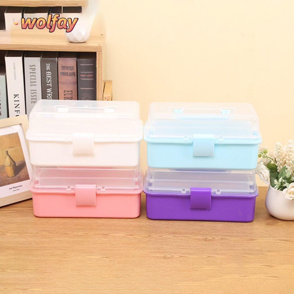 ที่เก็บกิ๊บแต่งหน้า หมาป่า, กล่องเก็บของแบบพับได้ 2/3 ชั้น, พลาสติกมัลติฟังก์ชั่ความจุขนาดใหญ่กล่องเล็บสินค้าขนาดเล็ก