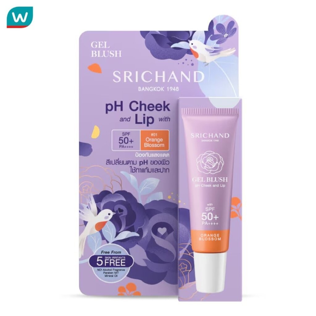 Srichand ศรีจันทร์ เจล บลัช พีเอช ชีค แอนด์ ลิป วิช SPF50+ PA++++ 7g. 01 ออเรนจ์ บลอสซั่ม