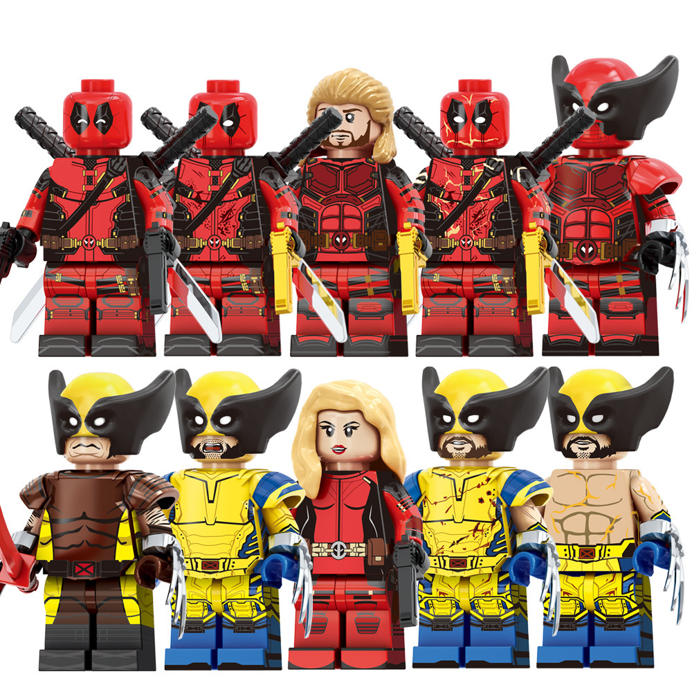 Super Heroes Wade Wilson James Logan Howlett Deadpool Wolverine Building Blocks รูปของเล่นของขวัญ