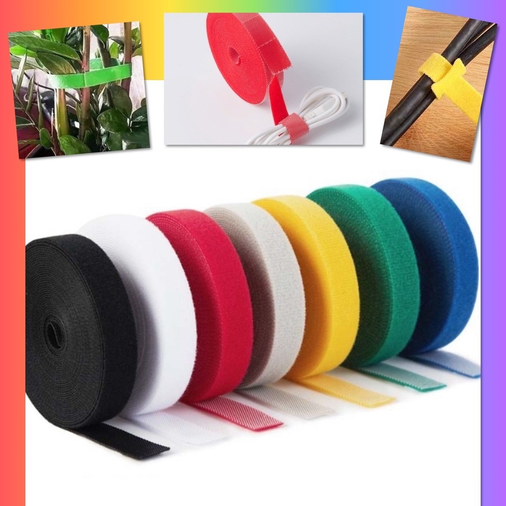 📍 เทป ตีนตุ๊กแก สีสัน เก็บสายไฟ ผูกต้นไม้ รัดของ เชือกรัด เทปพันสายไฟ ยาว 5 เมตร ไร้กาว เหนี่ยวแน่น 📍
