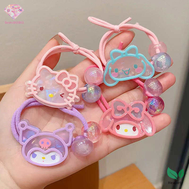 Heabety Sanrio น่ารักการ์ตูนยางรัด Kuromi ยืดหยุ่นสูงผมผูกเชือก Melody อบเชยสุนัขหัวเชือกสําหรับเด็กสาว Headwear ใหม่
