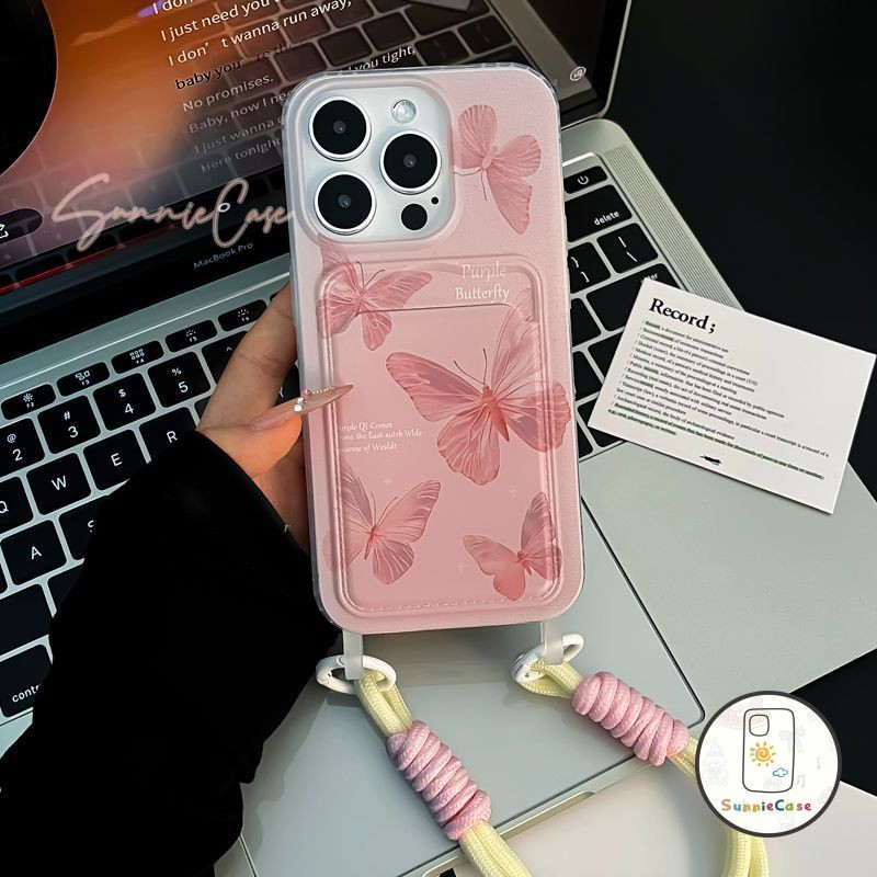 แฟชั่นการ์ตูนผีเสื้อสีชมพู เคสสำหรับIPhone 16 13 14 15 11 12 Pro Max 8 14 7 15 Plus 7Plus XR X XS Max SE 2020 เคสไอโฟน