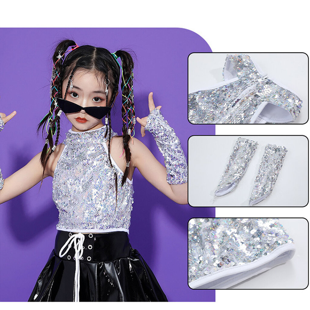ชุดเต้น ชุดแดนซ์ เสื้อแขนกุดสีเงินปักเลื่อม โทนดำ เงิน ราคา ถูกที่สุด ดีลบีเคเค แกลเลอรีภาพที่ 7