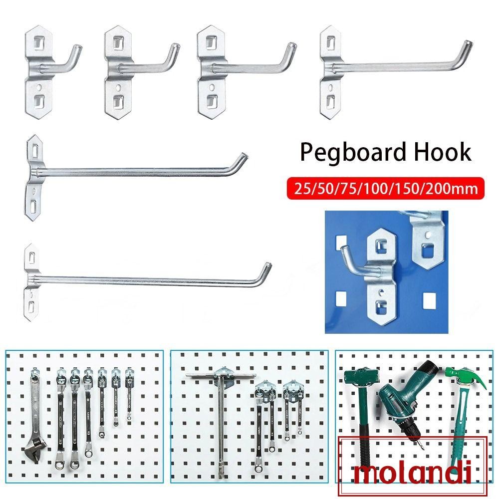 Molandi 1 ชิ้นตะขอกระดานรู,เหล็กชั้นเก็บเฉียงแขวน,ทนทานเครื่องมือฮาร์ดแวร์ 25/50/75/100/150/200 มิลลิเมตรค้อน/คีม Pegboard ตะขอสําหรับ Shop ชั้นวางที่ดี