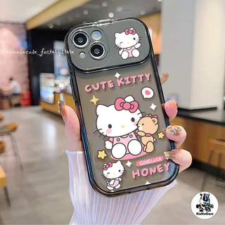 🔥ส่งจากไทย🔥น่ารักสีสันสดใสพร้อมกระจกแต่งหน้าสำหรับ iPhone 11 15 14 13 12 Pro MAX 7 8 14 Plus XR X XS MAX เคส Cartoon Cat