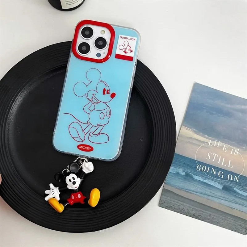 Simple ins การ์ตูนน่ารักสาย Mickey จี้เหมาะสําหรับ iphone15promax เคสโทรศัพท์ Apple 14 13 12 11 XSmax XR 8plus 7 สไตล์ใหม่ High-End Shock-proof ฝาครอบป้องกัน
