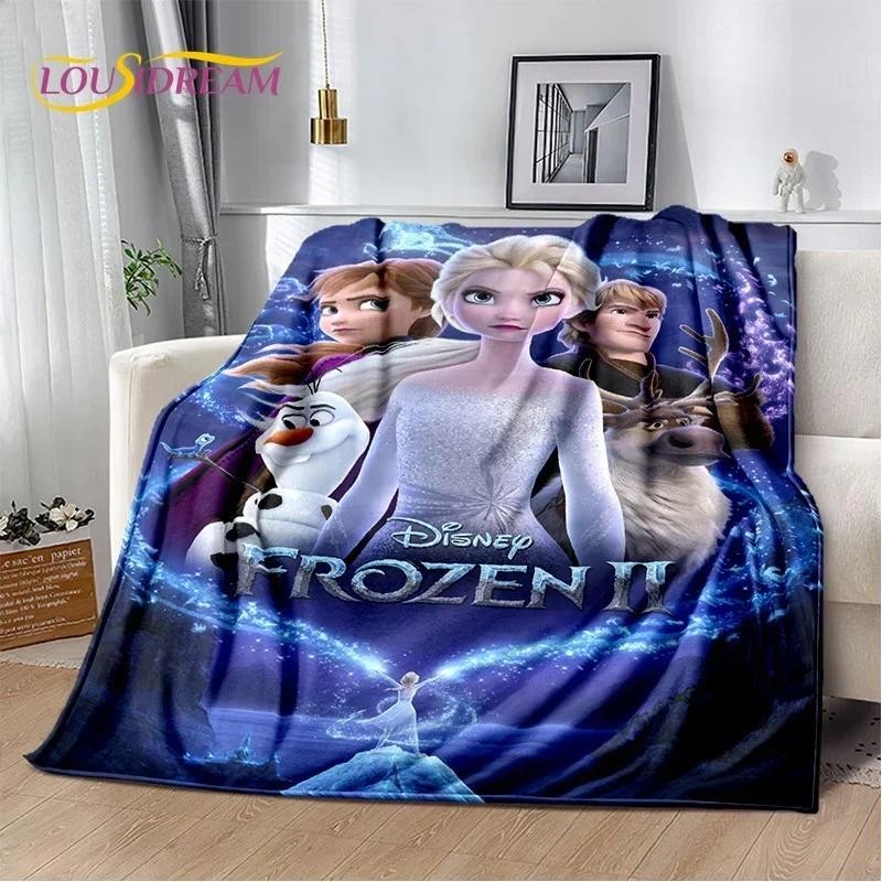 Disney Frozen Elsa Princess Snow Queen การ์ตูน 3D Soft Flannel ผ้าห่มโยนผ้าห่มสําหรับห้องนั่งเล่นห้องนอนเตียงโซฟาสาว