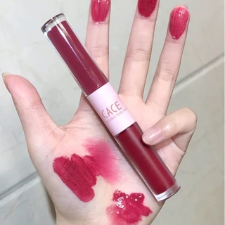 2 in 1 Glossy + MatteLiptint ชุด Double Head Matte Glossy ลิปสติกกันน้ํา Velvet Lip แต่งหน้า Rouge Lip Gloss