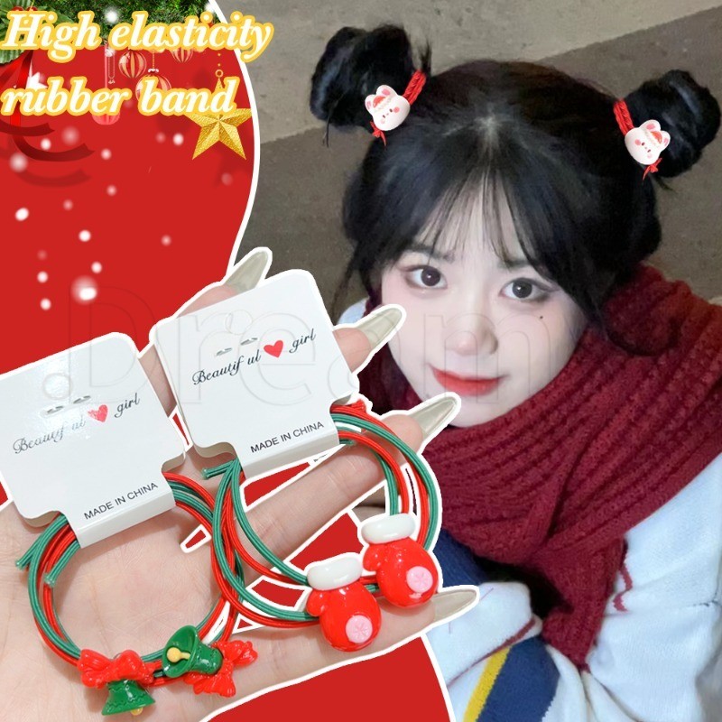 2/4/8 ชิ้นคริสต์มาสยางรัดผมสองสี-ที่ใส่ผมหางม้าเด็กน่ารัก-ยางรัดผม Snowman Elk Santa Claus - เครื่องประดับผมแฟชั่น-แหวนผมต้นคริสต์มาส-ปีใหม่สีแดง Scrunchies