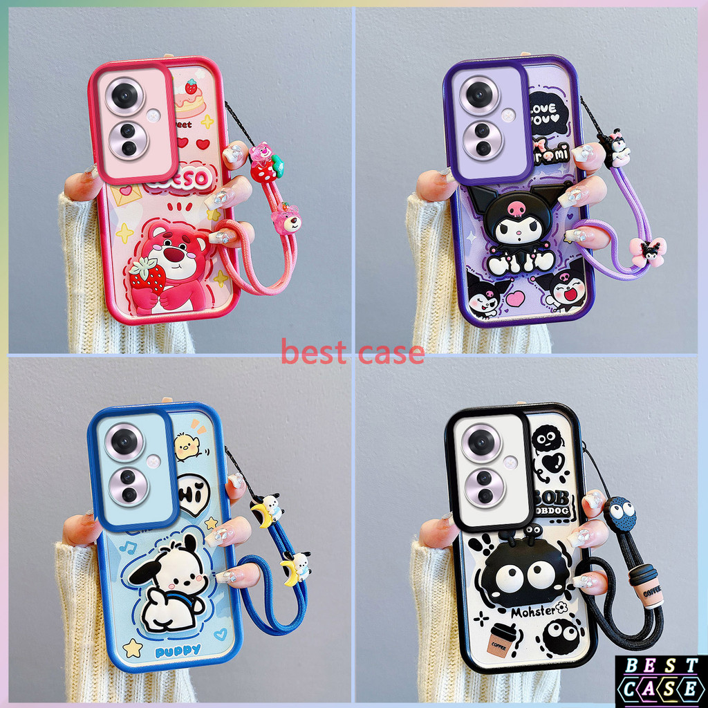 เคส oppo reno11f 5g เคส oppo reno 11f 5g เคส OPPO F25 PRO 5G เคสสตรอเบอร์รี่หมี Kuromi การ์ตูนสามมิติรูปตุ๊กตาน่ารักนุ่มเคสโทรศัพท์ BB-TYGZ