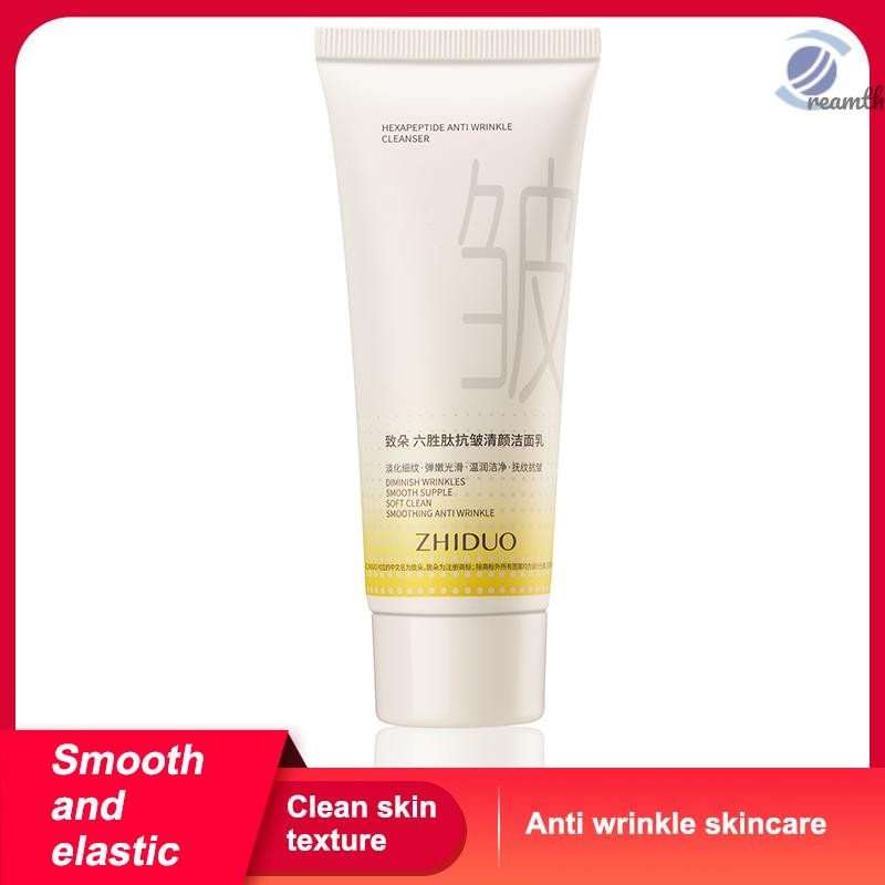 Qzsj 60g Hexapeptide Anti-Wrinkle Facial Cleanser Skin-Firming Rejuvenating Face Wash ทําความสะอาดล้ําลึก Moisturizing Hydrating Anti-Aging