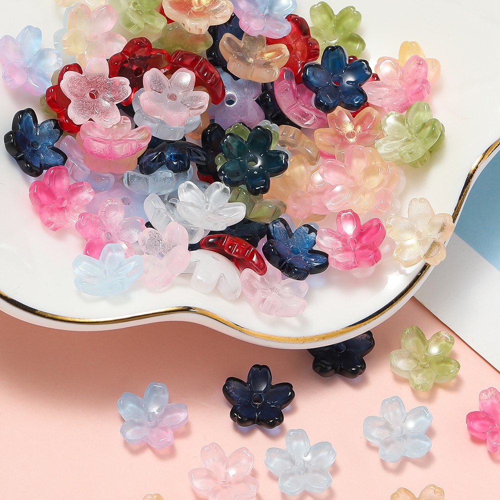 St. kunkka ลูกปัดแก้ว รูปดอกซากุระ ขนาด 11 มม. สําหรับทําเครื่องประดับ ต่างหู สร้อยข้อมือ DIY ของขวัญวาเลนไทน์