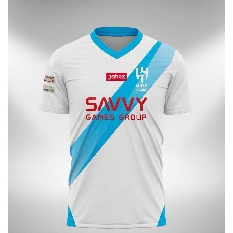 2024 แฟชั่น Al Hilal Away Jersey เสื้อพิมพ์เต็มรูปแบบ / เสื้อไมโครไฟเบอร์ / เสื้อยืดเจอร์ซีย์ / เสื้