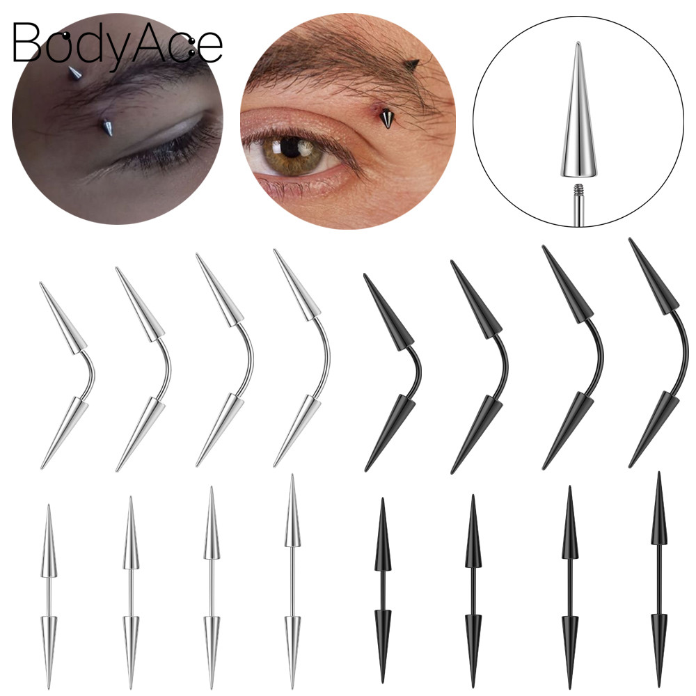Bodyace 1 Pc 16G Eyebrow Piercing แหวนคิ้วสแตนเลส Bend Rod Body Piercing ด้ายภายนอกเครื่องประดับ