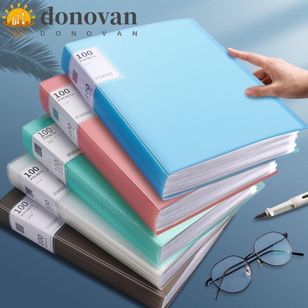 Donvan แฟ้ม A4, 20/30/40/60/80/100 แผ่นกระดาษกันน้ํา, อัลบั้มภาพกันฝุ่นโปร่งแสงความจุขนาดใหญ่เอกสารใบเสร็จรับเงิน