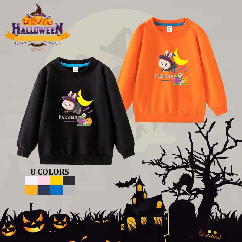 เสื้อแฟชั่นเด็กแขนยาว ฮาโลวีน Halloween LABUBU ลาบูบู ผ้าฝ้าย เสื้อสเวตเตอร์ สำหรับเด็กชาย-หญิง TWY0