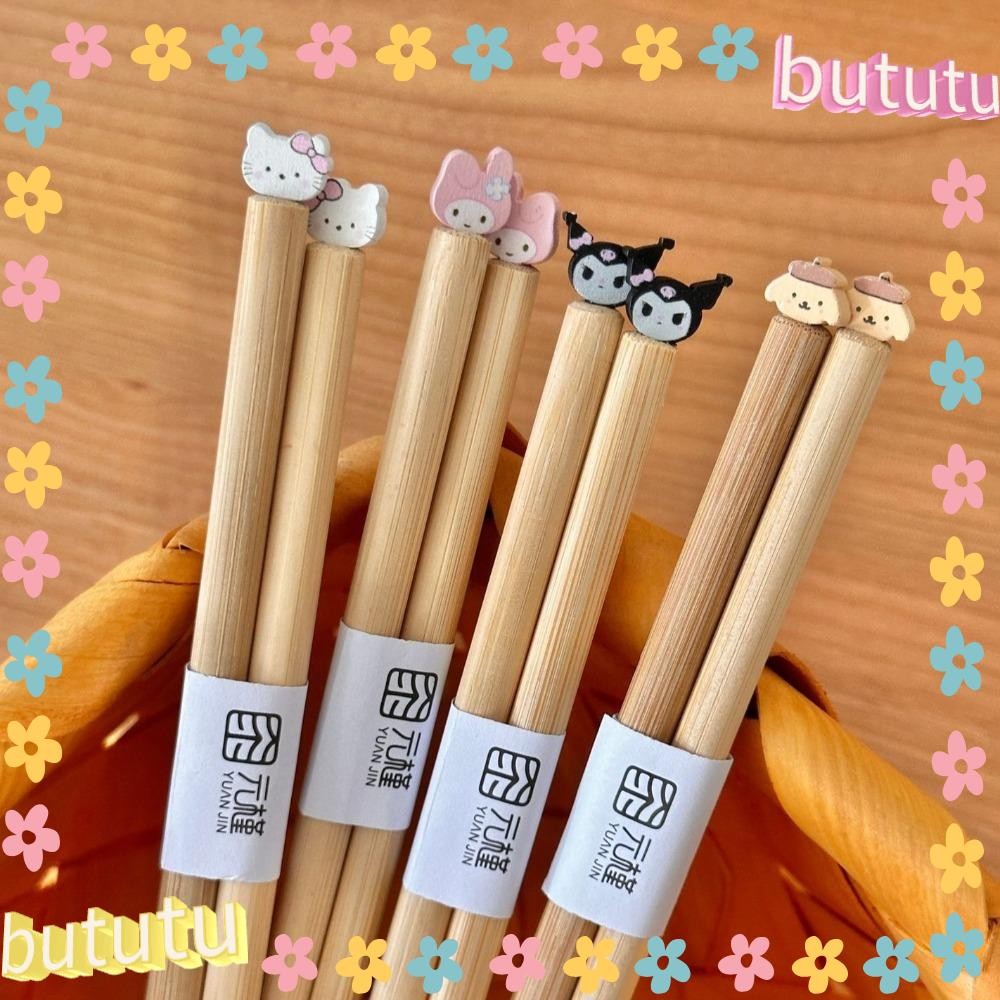 Butu ตะเกียบยาว, ตะเกียบก๋วยเตี๋ยวไม้ Sanrio, สไตล์ญี่ปุ่น Kuromi Melody Purin Hello Kitty หม้อไฟนํากลับมาใช้ใหม่ใช้ตะเกียบเครื่องมือทําอาหาร