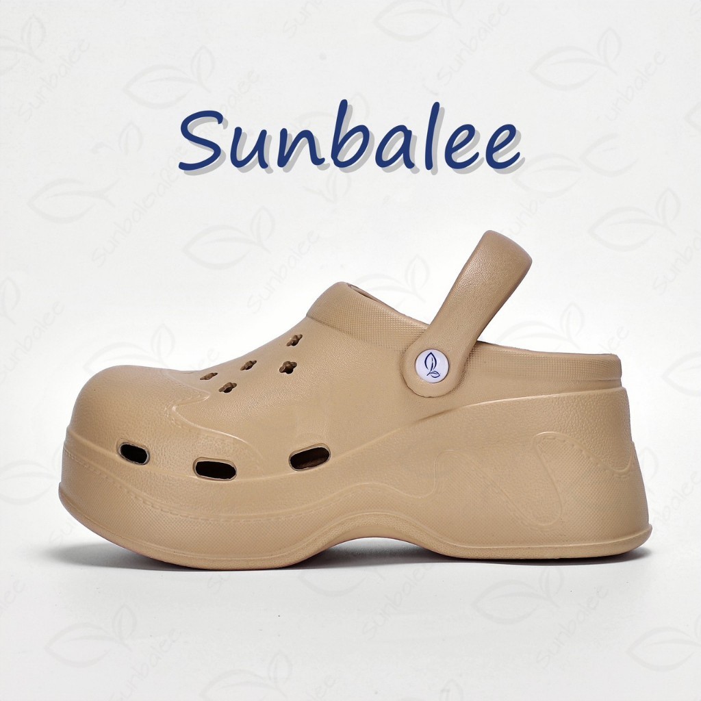SUNBALEE 🌻 SUN4968 รองเท้าหัวโต แบบสวม ไม่แถมตัวติด มีสายรัดส้น สูง 9 เซน. วัสดุ EVA สินค้าพร้อมส่ง