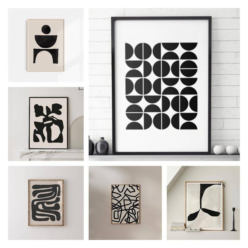 เรขาคณิตบทคัดย่อศิลปะ,การพิมพ์รูปร่างที่น่าสนใจ,gallery Wall Art,Minimal Prints, Modern Wall Art,ไม่มีกรอบ Wall Art