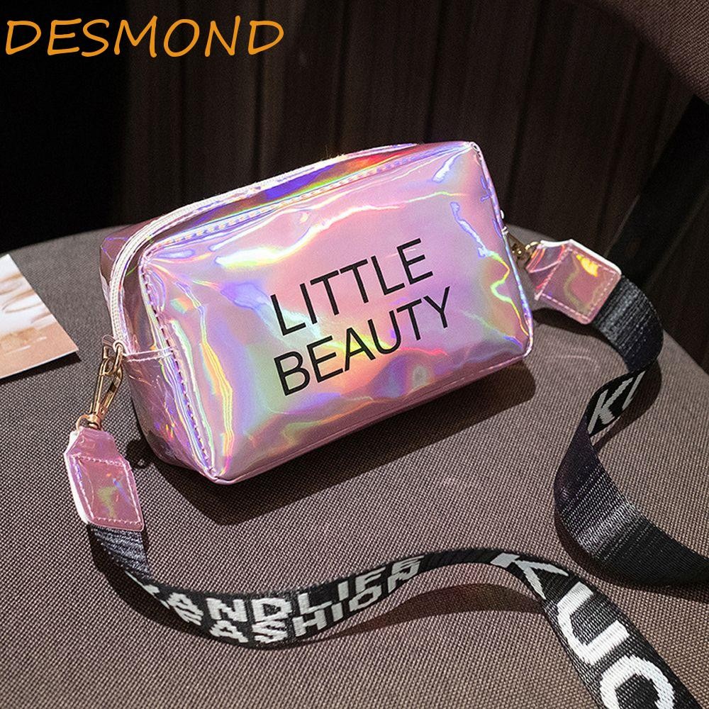 Desmond Women Messenger Bag Candy Color Street PVC Laser Letter Crossbody Bag Square Bag