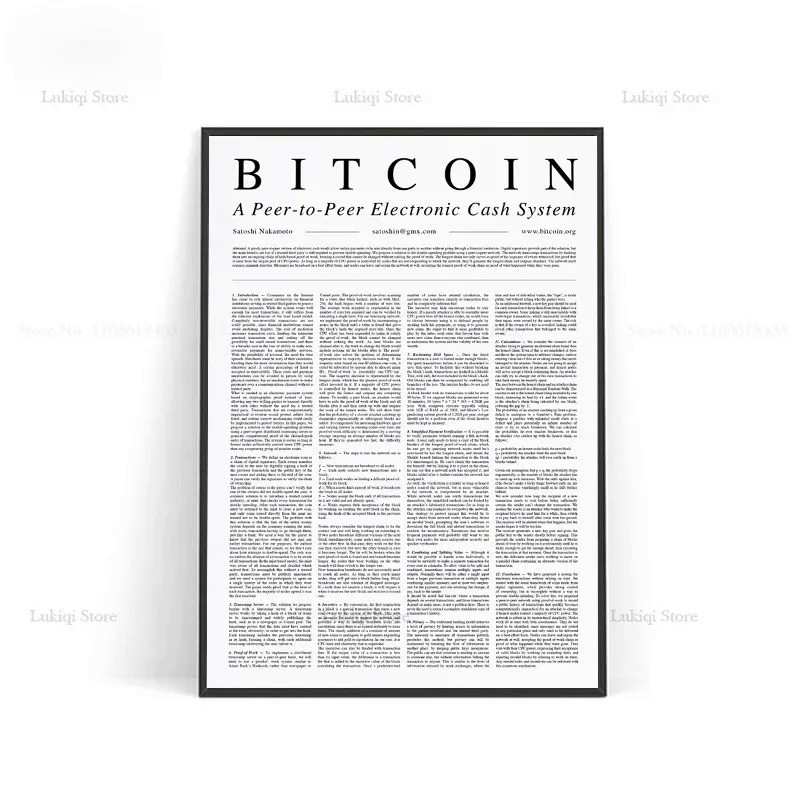 ของขวัญ Bitcoin Whitepaper Quotes Modular Satoshi Nakakomoto โปสเตอร์พิมพ์ผ้าใบภาพวาด Wall Art ภาพห้องนั่งเล่นตกแต่งบ้าน T1P0 - รูปที่ 7