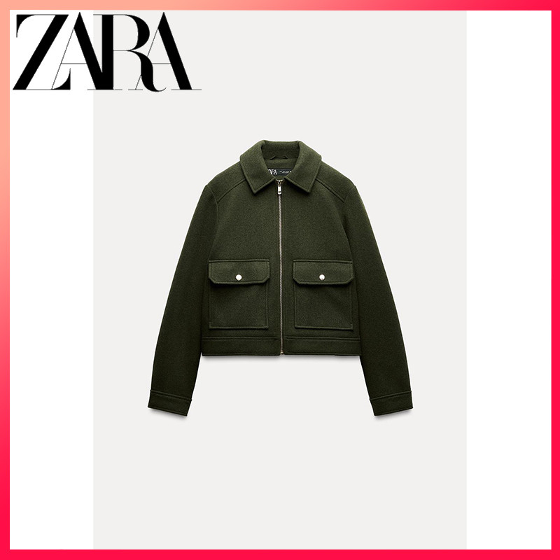 ZARA ซาร่า สินค้าใหม่เสื้อผ้าสตรีแจ็คเก็ตนุ่มมีซิป