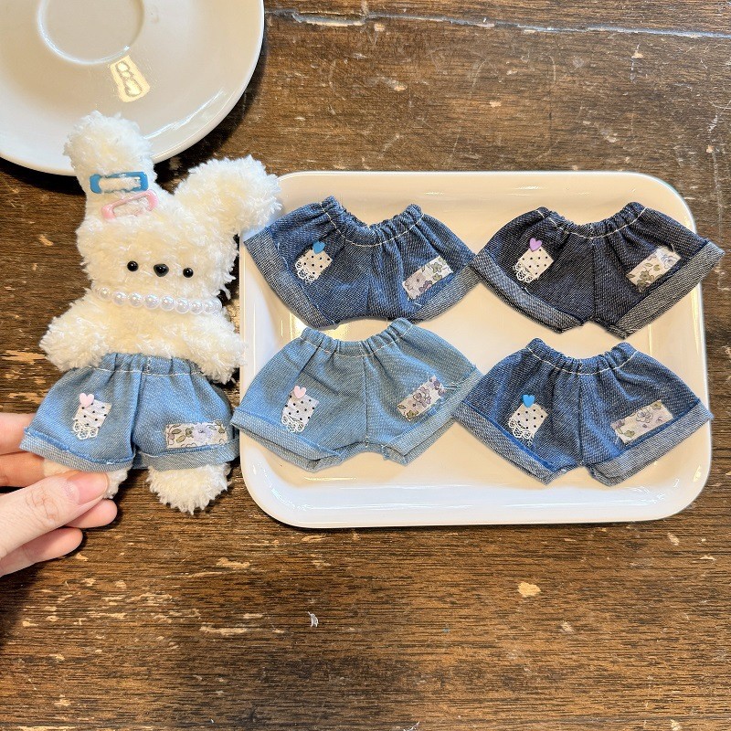 เกาหลี Moru ตุ๊กตากางเกง Patchwork กางเกงยีนส์ reflebu West Highland wallace และ Gromit 10ซม. ตุ๊กตาผ้าฝ้ายตุ๊กตาเสื้อผ้าตุ๊กตา Dress UP