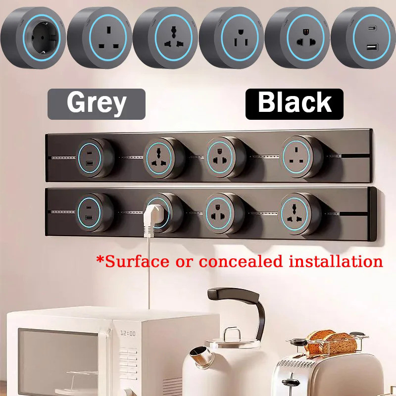 Wall power rail socket,EU/US/UK/Universal Adapter kitchen aluminum expansion socket 40cm 50cm, built