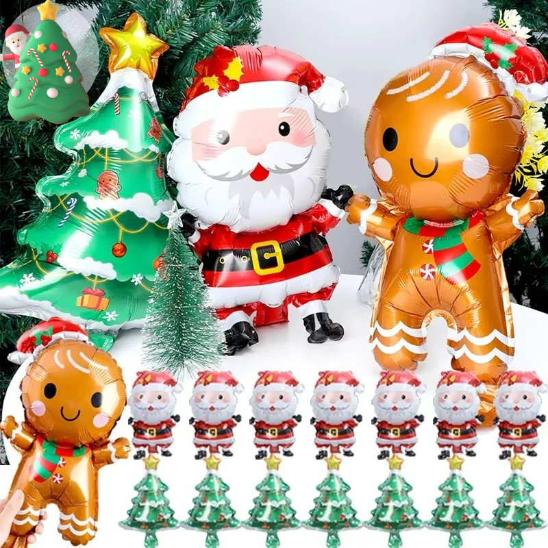 สินค้าตกแต่งคริสต์มาส-บอลลูนฟอยล์คริสต์มาสขนาดใหญ่-ซานตาคลอสต้นคริสต์มาสบอลลูนอลูมิเนียม-เครื่องประดับต้นคริสต์มาส-สุขสันต์วันคริสต์มาสอุปกรณ์แต่