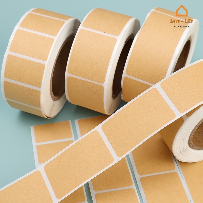 800ชิ้น/ม้วนทนทานกระดาษคราฟท์ฉลากสติกเกอร์สําหรับกล่องของขวัญบรรจุ-ว่างเปล่าที่เขียนด้วยลายมือชื่อฉลาก-การจัดเก็บอาหารสามารถหมวดหมู่แท็ก