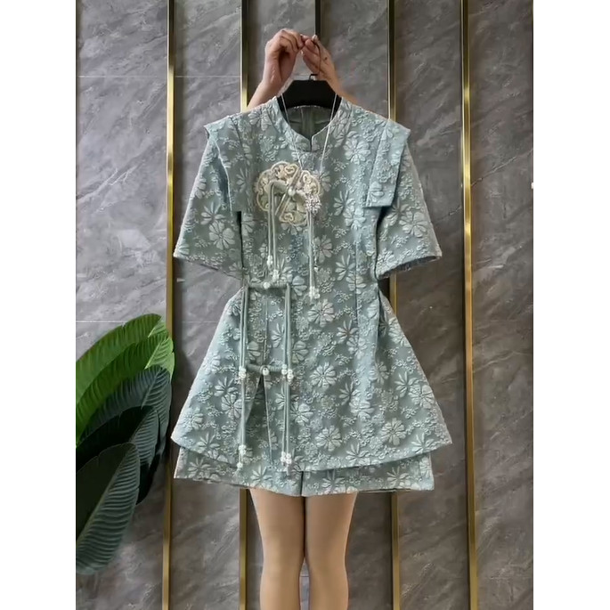 ชุดสูทผู้หญิงสไตล์ฝรั่งเศส เดี่ยว/สูท ใหม่สไตล์จีนสไตล์จีน Classy ปุ่มด้านบน + กางเกงขาสั้นชุดสองชิ้น Plus ขนาดเสื้อผ้าผู้หญิงฤดูใบไม้ผลิ 9.14 - รูปที่ 2