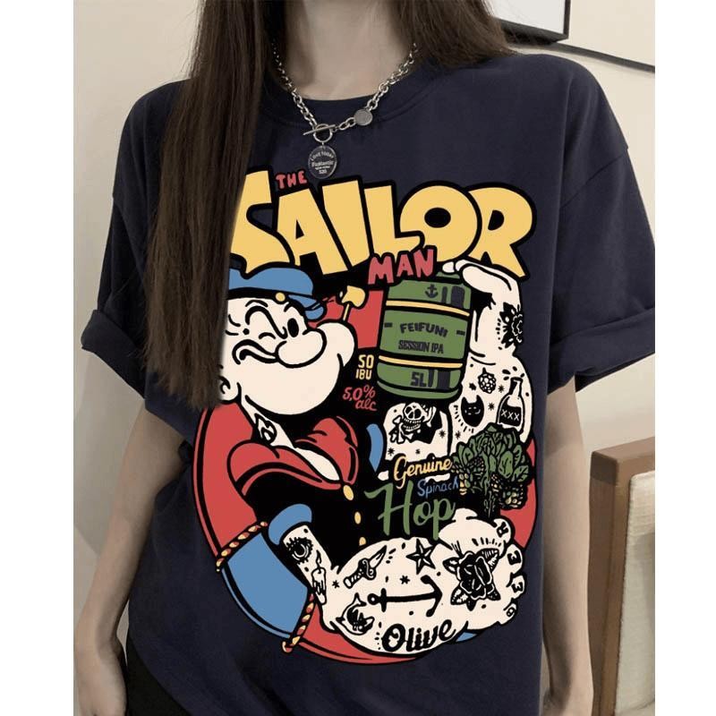 TeeTwoOne สไตล์อเมริกันวินเทจ เสื้อยืด oversize"SAILOR" ผ้าคุณภาพสูง ยับยาก unisex