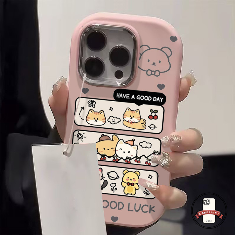 ลายการ์ตูนลูกแมวน่ารักเคสหมีเข้ากันได้กับ IPhone 15 11 14 12 13 Pro Max 14 7 8 15 Plus 7Plus XR X XS Max SE 2020
