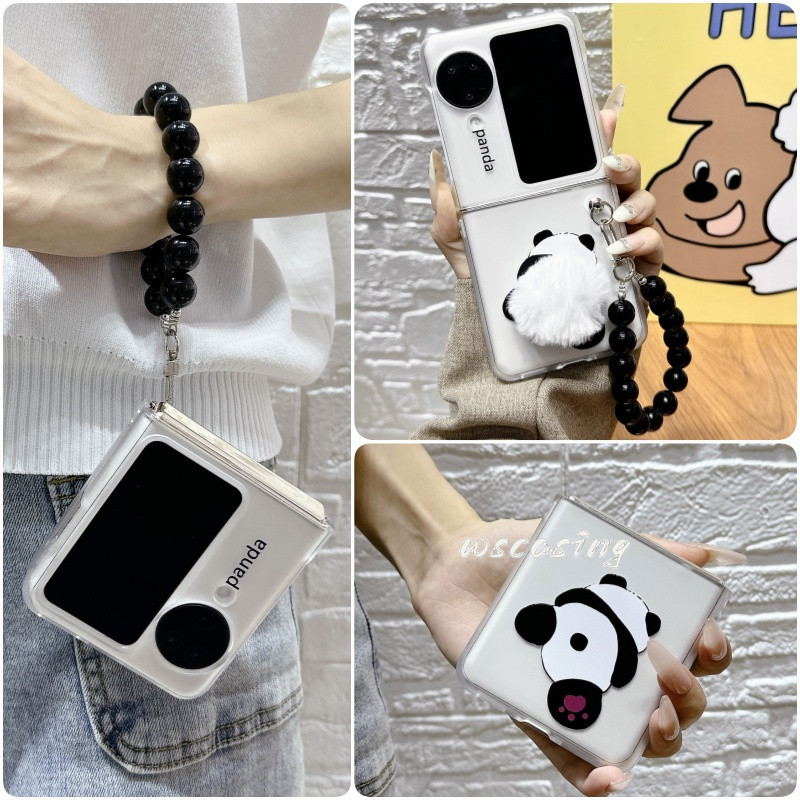 หมีน่ารักรูปแบบ Hard Matte Clear Case OPPO Find N3 N2 Flip Casing Hard PC กันกระแทกฝาหลัง