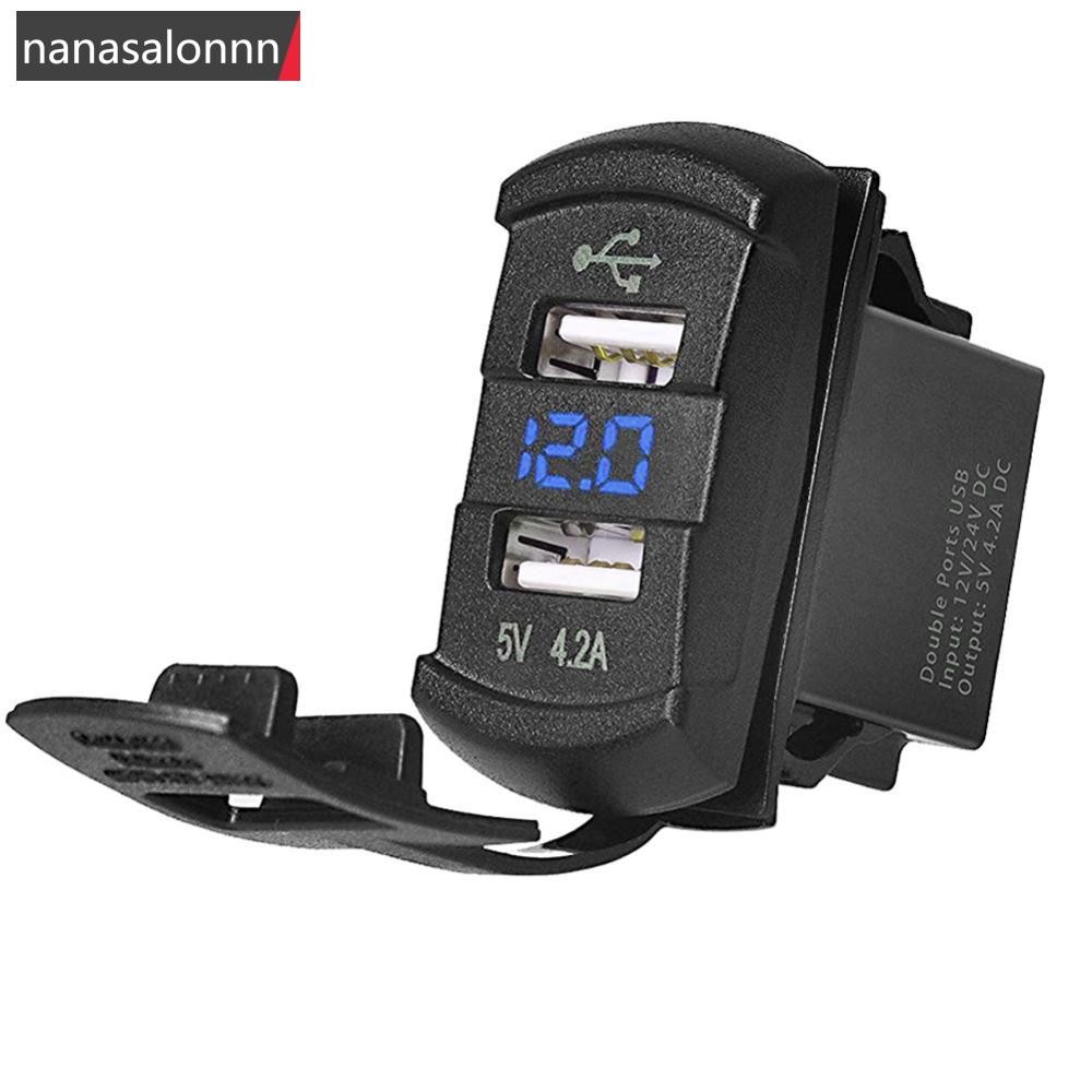 Nanasn| 5v 4.2A Universal LED Car Charger สวิตช์ USB คู่สําหรับเรือ UTV ATV D8L9