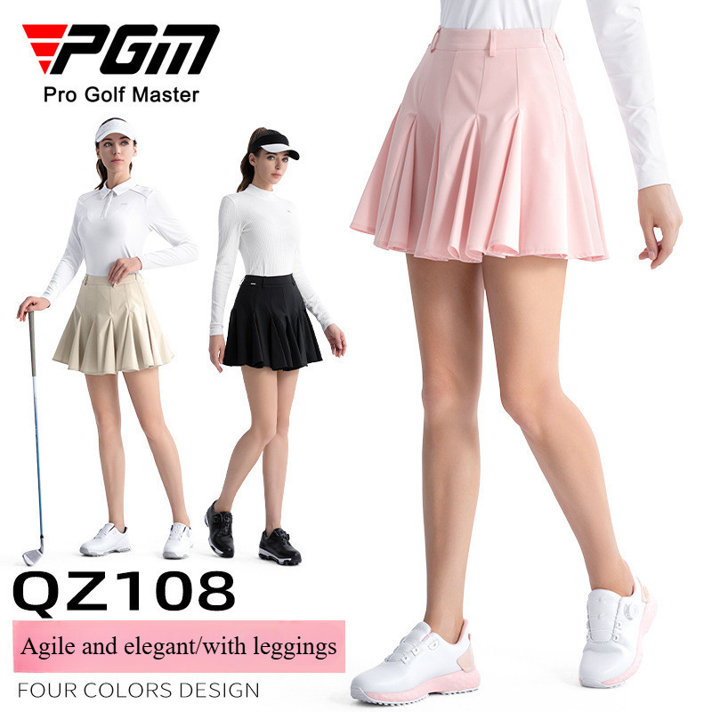PGM QZ108 Golfกระโปรงสั้นผู้หญิงฤดูร้อนกระโปรงสั้นA-Lineกระโปรงใบบัวเสื้อยืดแขนยาวเสื้อโปโลชุดกีฬา