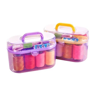 อุปกรณ์เย็บผ้า กล่องHANDSTITCH ชุดอุปกรณ์เย็บปักถักร้อย ด้าย เข็ม กระดุม ขนาดพกพา คละสี