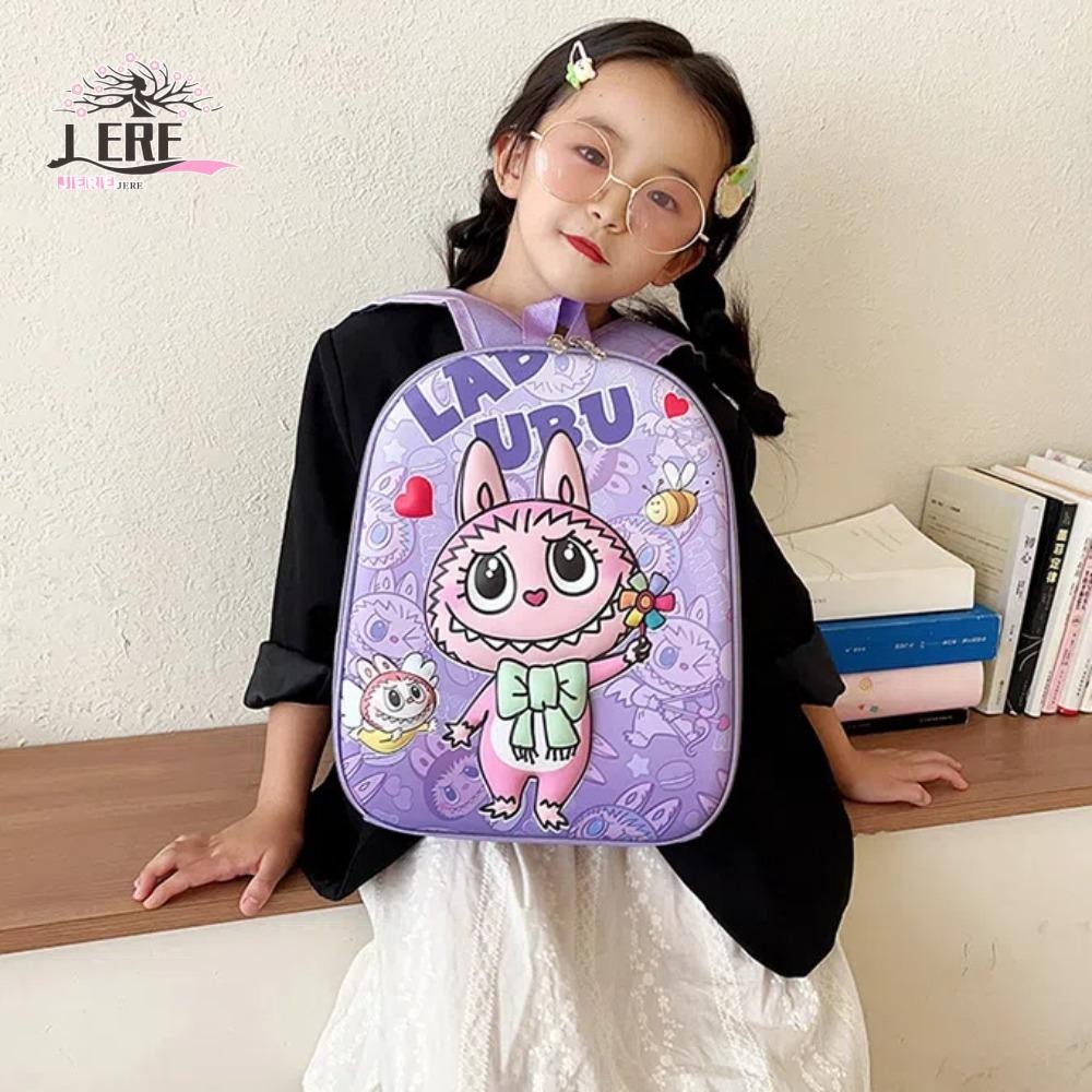Jeremy1 Labubu Backpack, Nylon EVA Labubu 3D Daypack, School Bag Large Capacity Adjustable Straps Waterproof Cartoon Print Knapsack School