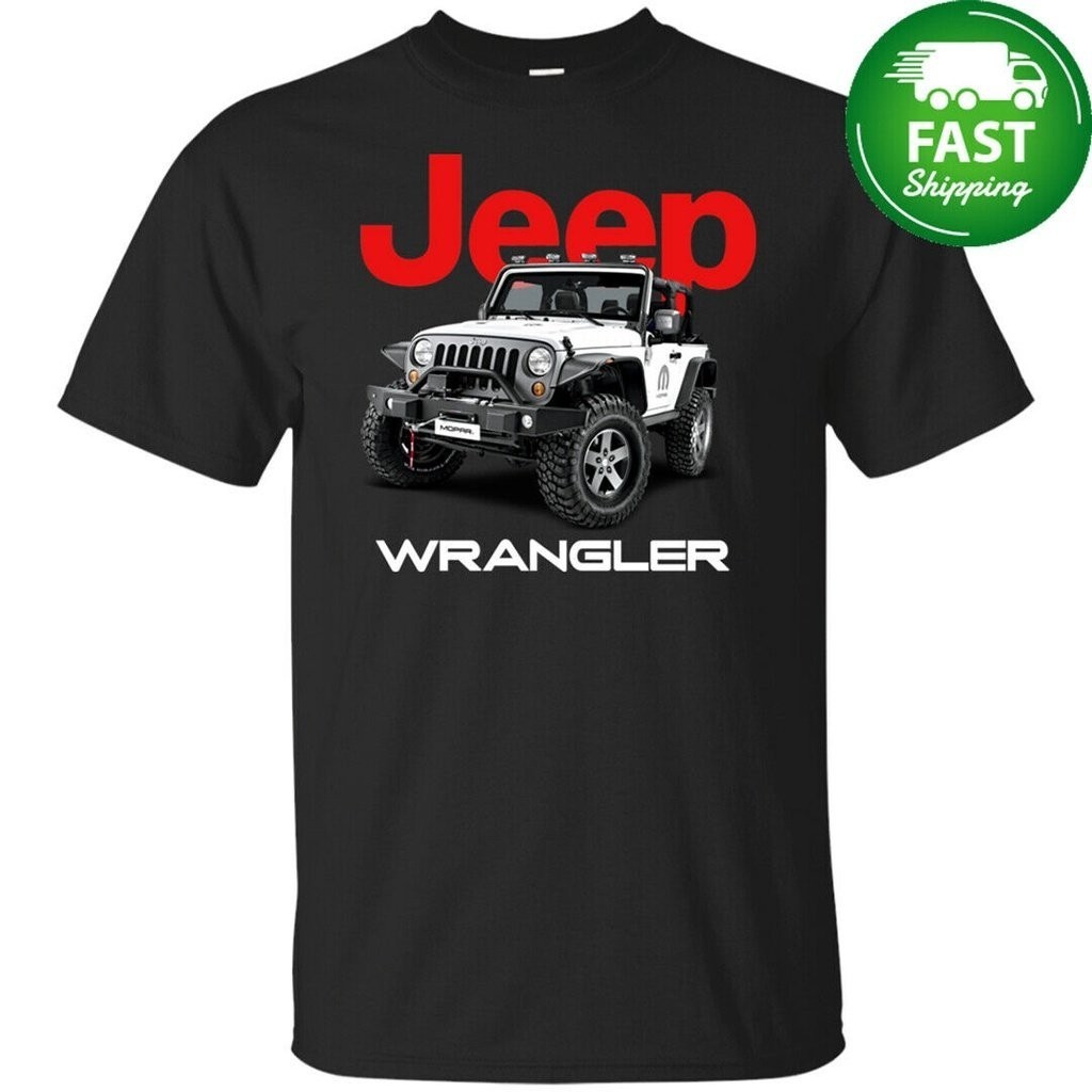 S-5XL 【High quality】Jeep Wrangler Black T Shirt Car Logo Men's Usa Short Sleeve