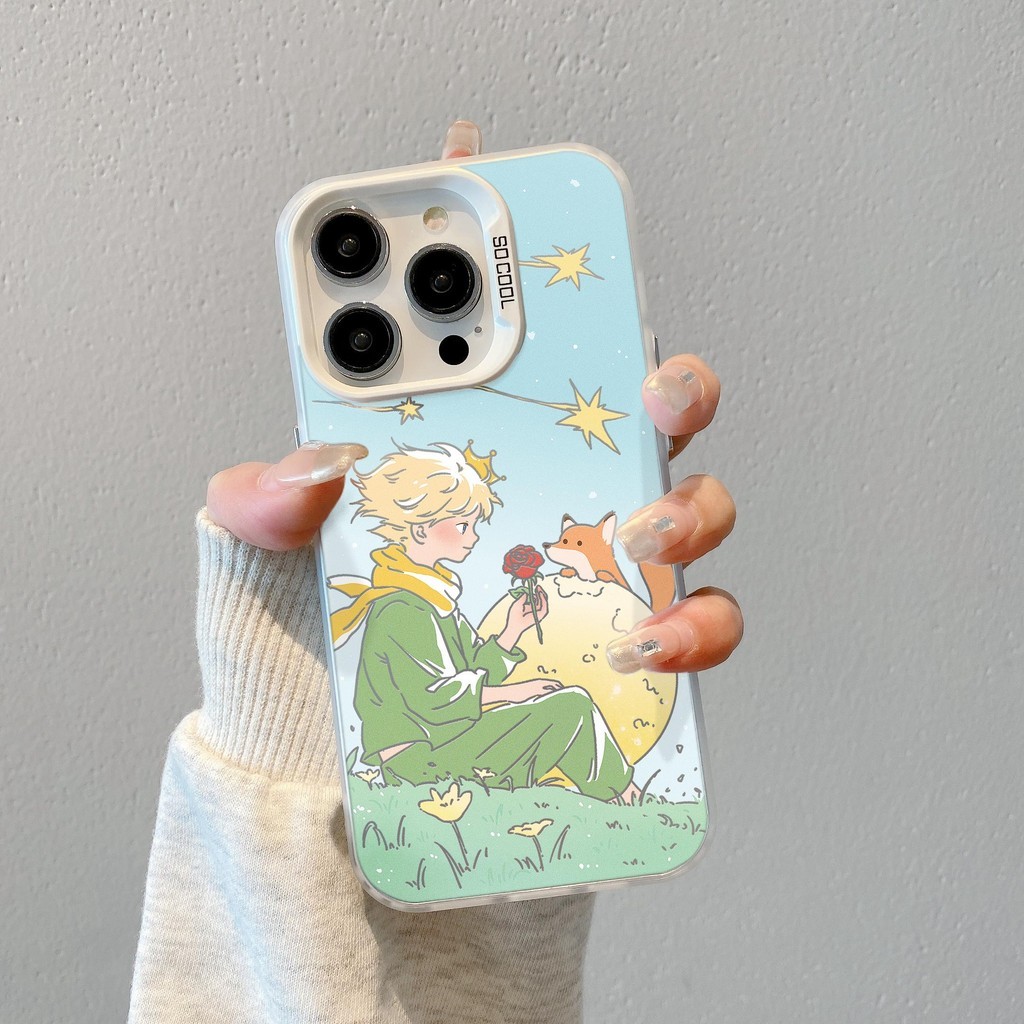 The Little Prince ปลอกสำหรับ iPhone 15 14 13 12 11 Pro Plus MAX x XR XS MAX ชายแดนพิมพ์รวมทุกอย่าง fullcover กันกระแทกกรณี