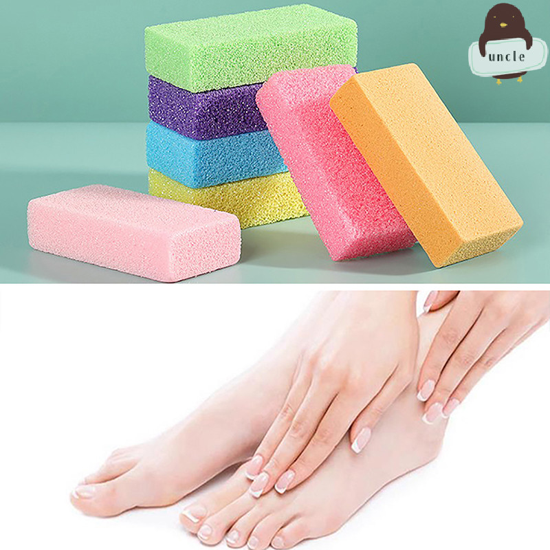 [UN] Exfoliate Feet Pedicure Handle หินภูเขาไฟ Scraper ตะไบเท้า Dead Hard หยาบแห้งขัดผิวแคลลัส Remover คู่มือส้นเท้าแตก TH