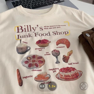 COD✅ (กรุงเทพจัดส่งสินค้า)BOOM Shop S117 Limited dessert ชุดกาแฟ 🤍 เสื้อโอเวอร์ไซต์ oversize เสื้อยืดผ้า cotton #53582