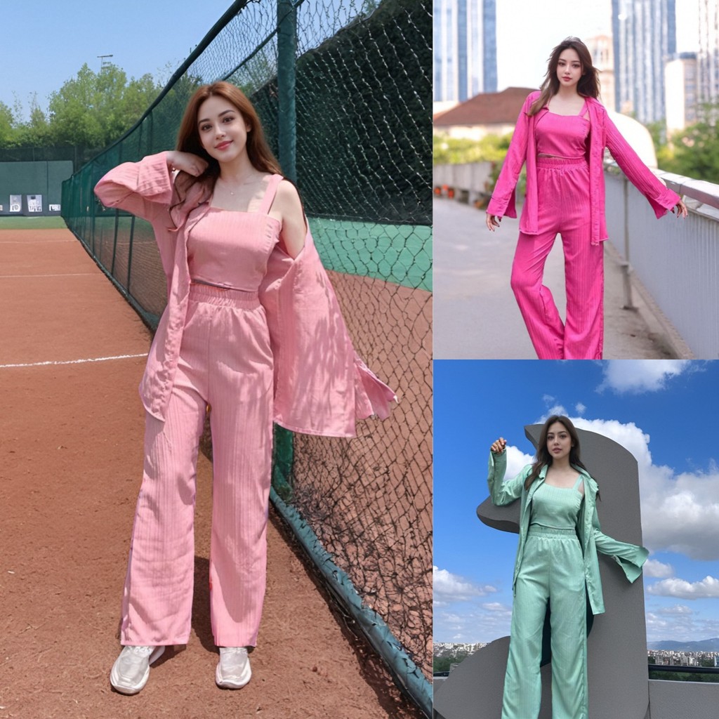 ชุดเซ็ทแฟชั่น 3 ชิ้น สีสันสดใส สไตล์เกาหลี ใหม่ล่าสุด พร้อมส่งถึงคุณ