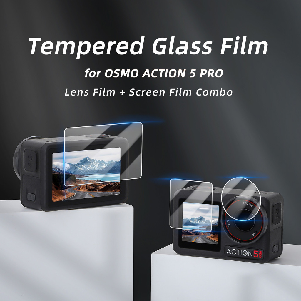 สําหรับอุปกรณ์เสริมฟิล์มนิรภัย DJI OSMO ACTION 5 PRO, ฟิล์มป้องกันเลนส์, ฟิล์มป้องกันการระเบิดหน้าจอแสดงผล